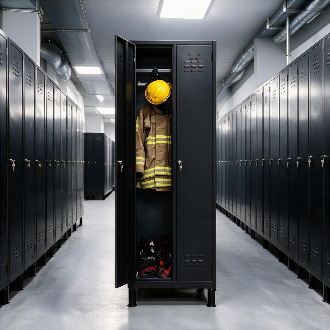 2-Door 180 cm Metal Locker Cabinet, Lockable Storage Locker Metal Cabinet for Office, Gym, Garage & School, Gray