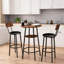 Ensemble de table de bar et de chaises rondes pour 2 personnes en panneau de fibres à densité moyenne de couleur brune et en métal, ensemble de salle à manger de style pub compact pour les petits espaces