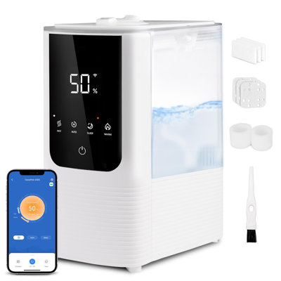 Humidificateurs pour la chambre à coucher, humidificateur d'air intelligent à brume chaude et froide pour grande pièce, humidité personnalisée, soulagement rapide des symptômes, remplissage facile par le haut, huile essentielle, silencieux, OasisMist4,5L