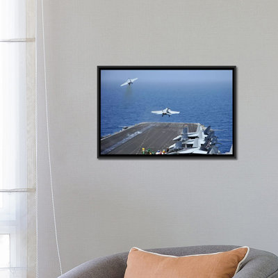F/A-18F Super Hornets Launch From The Aircraft Carrier USS Enterprise by Stocktrek Images - Gallery-Wrapped Canvas Giclée