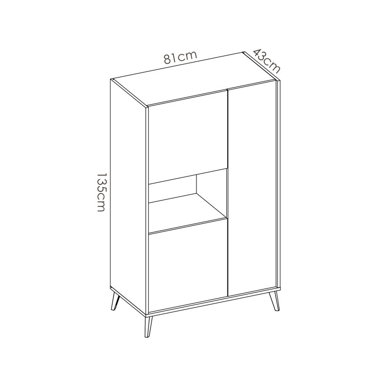 Anvi Display Cabinet, White/Natural Oak