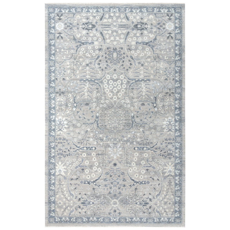 Tapis gris en laine Damask, Rectangle 9 pi x 12 pi