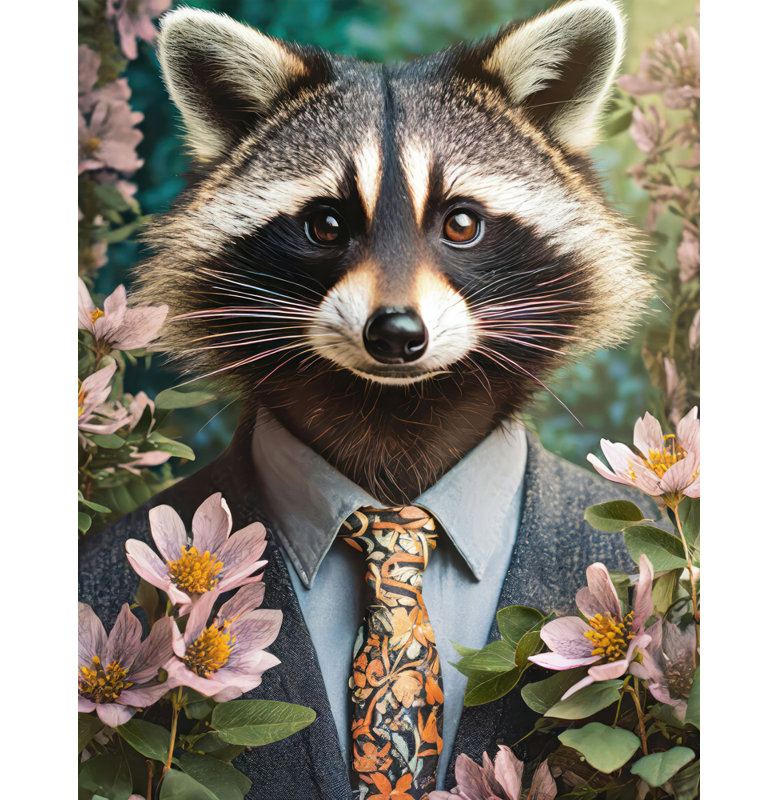 «Racoon» sur toile, H 18 po x l 15 po