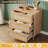 Rattan Nightstand with 3 Drawers & USB Charging Port Modern Bedroom Night Stand (Natural)-1869882084