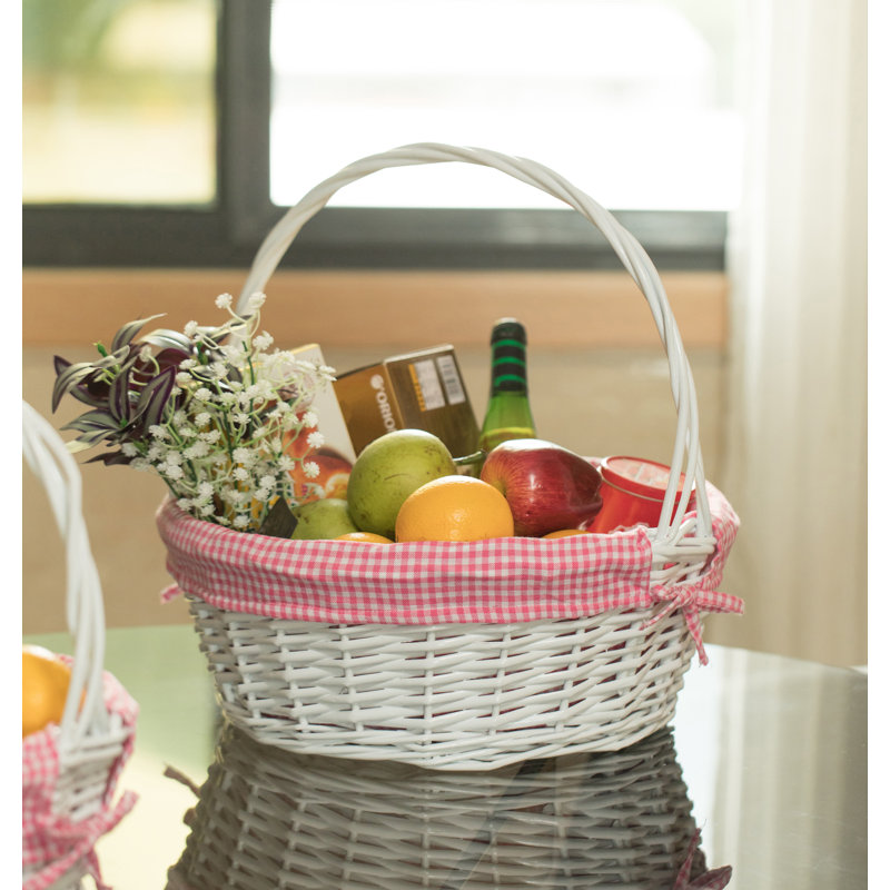 Panier en saule, Rose, H 15 po x l 13 po x P 13 po