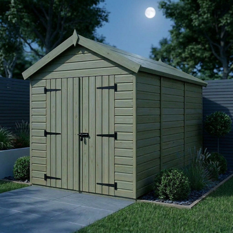 Total Sheds 6ft x 12ft Apex Garden Shed - Double Door - No Windows - Pressure Treated Timber - UK Manufactured