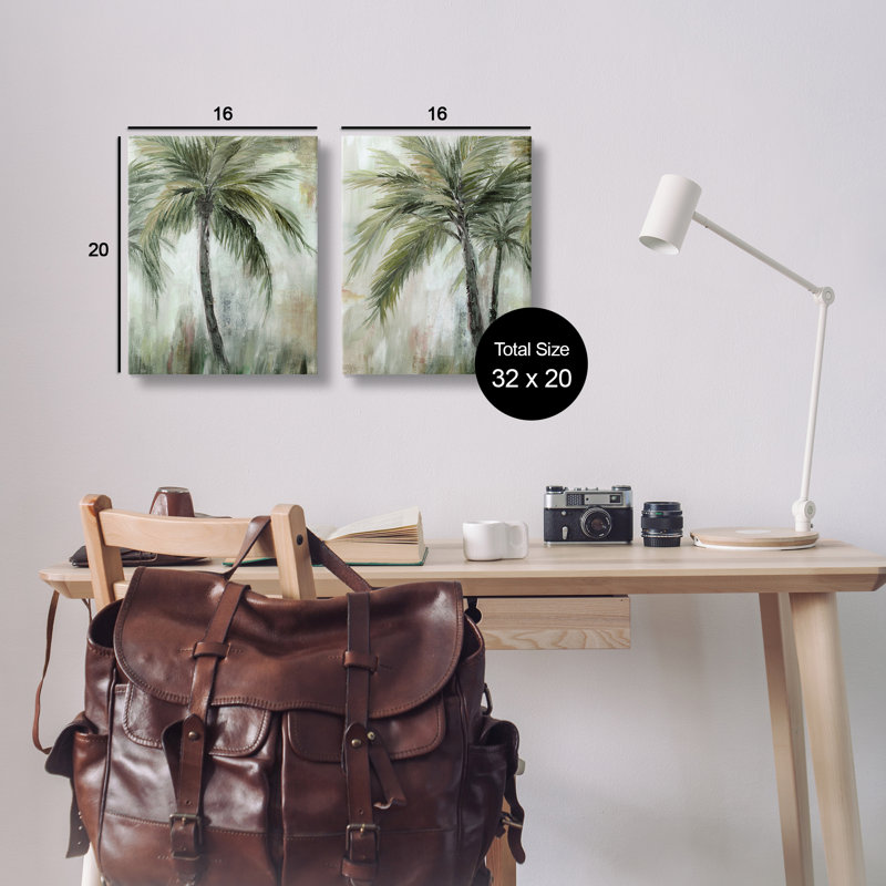  "Palm Trees Impressions", ensemble de 2 toiles murales par Nan, H 20 po x l 16 po