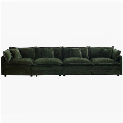 Free Combination Modular Sofa Free,4 Seater Sofa Comfy Chenille Fabric,Sectional Sofa Couch,Green Chenille