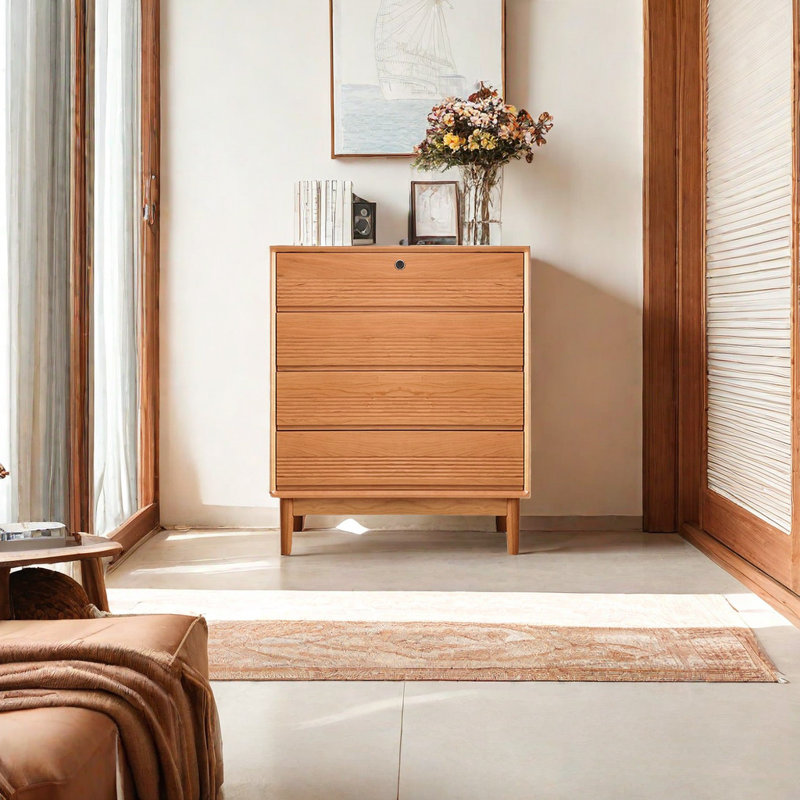 Commode d'appoint en bois massif simple cerise