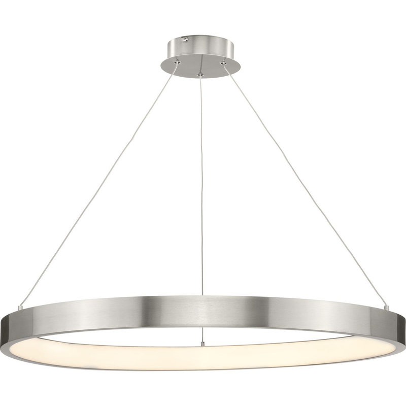 Luminaire suspendu DEL moderne, Nickel brossé, H 2,40 po x l 30 po x P 30 po