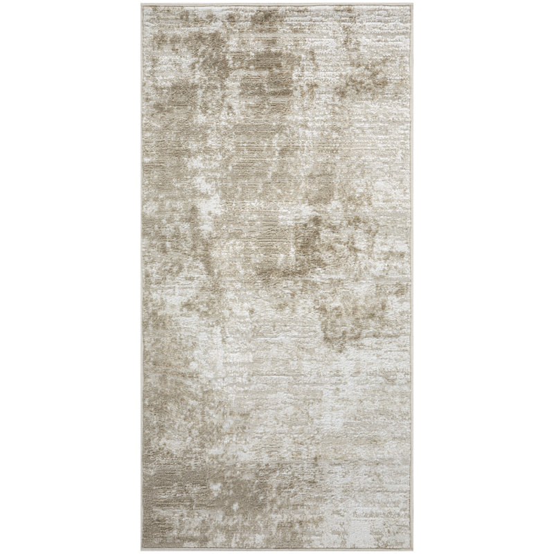 Tapis d'intérieur moderne taupe 2 pi x 4 pi Mathews, Tapis de couloir 2 pi x 4 pi