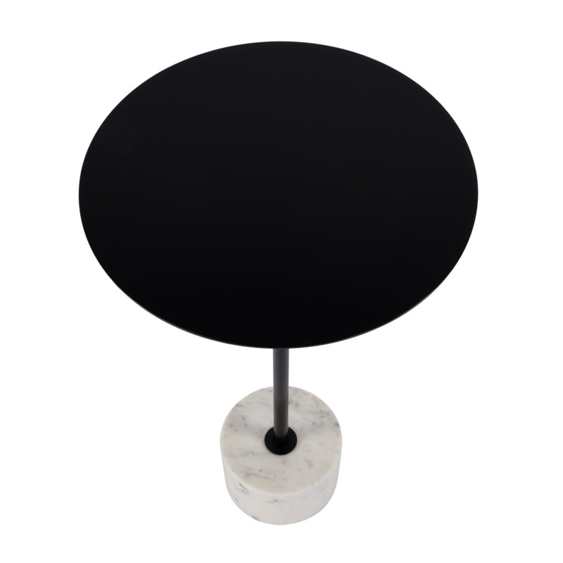 Kerstin 13.75 in. W Round Iron and Marble Side Table