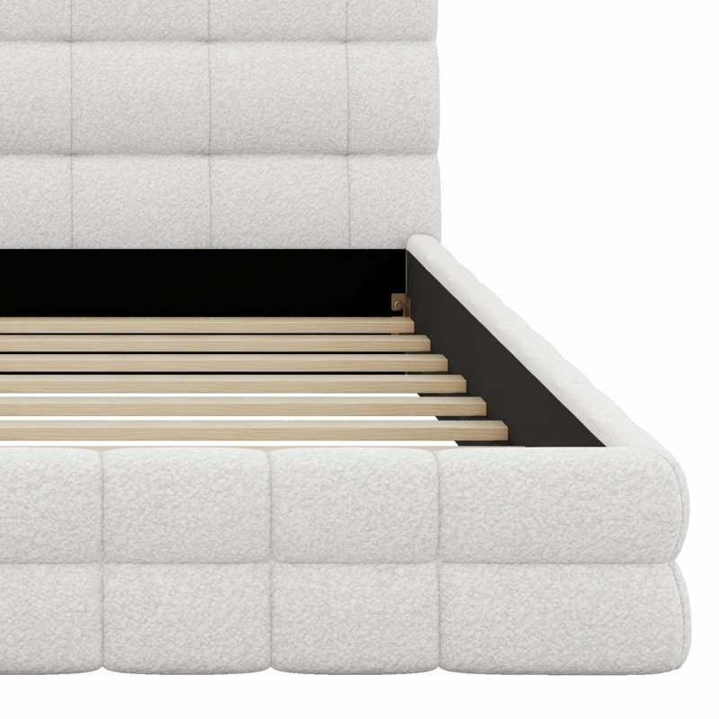 Lit plateforme tapissier, Blanc