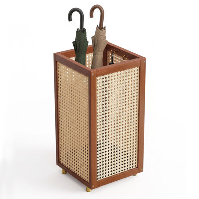 Porte-parapluies avec porte-parapluie en rotin 9,5 x 20 po