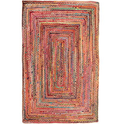 Lightle Chindi Handmade Hand Braided Red/Blue/Green Jute/Cotton Area Rug