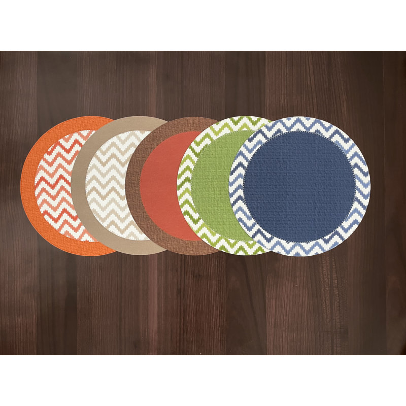 Halo Vinyl Round Placemat, Paprika/Chocolate