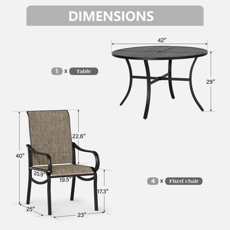 Ensemble de table ronde pour l'extérieur 4 personnes