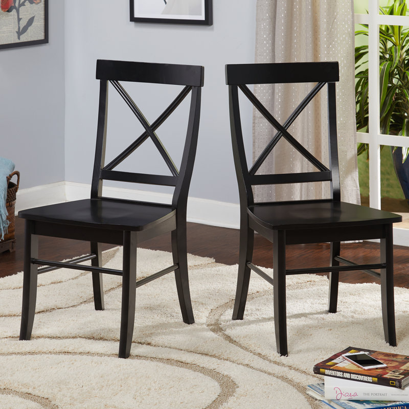 Bellmead Solid Wood Cross Back Side Chair, Black