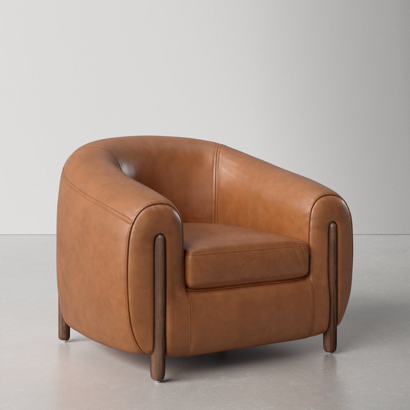 Bruno 38" W Barrel Chair, Valencia Camel Leather