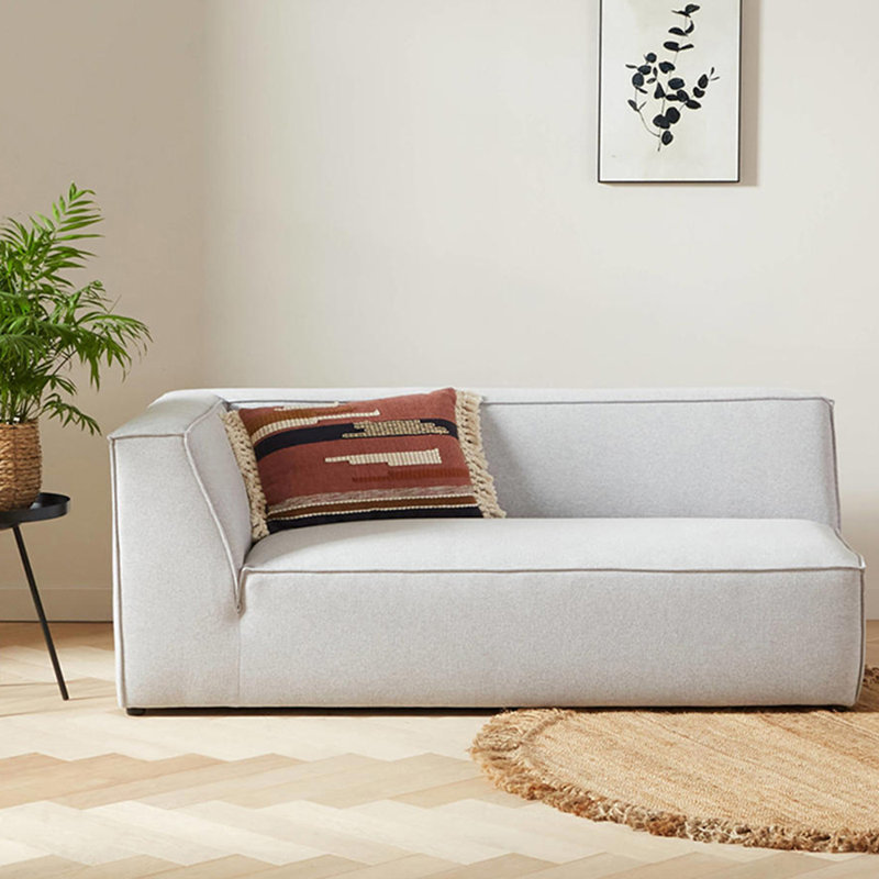 Chaise longue rembourrée Modern, Accoudoir à gauche (vu de face), Blanc cassé