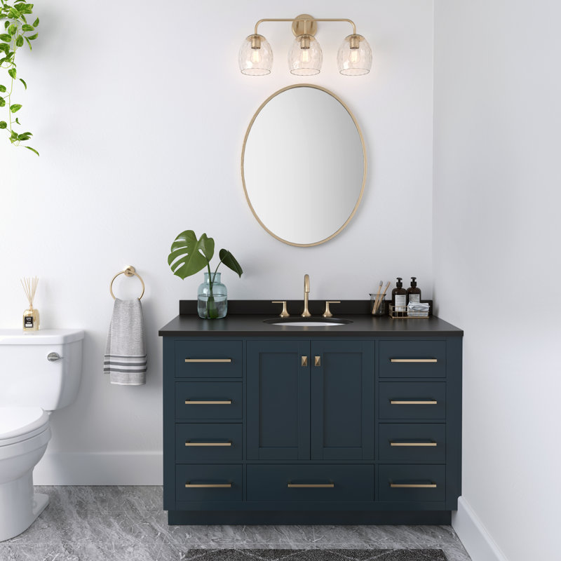 Éclairage pour meuble-lavabo à 3 lumières à intensité variable Kelsey-Jo, Or moderne