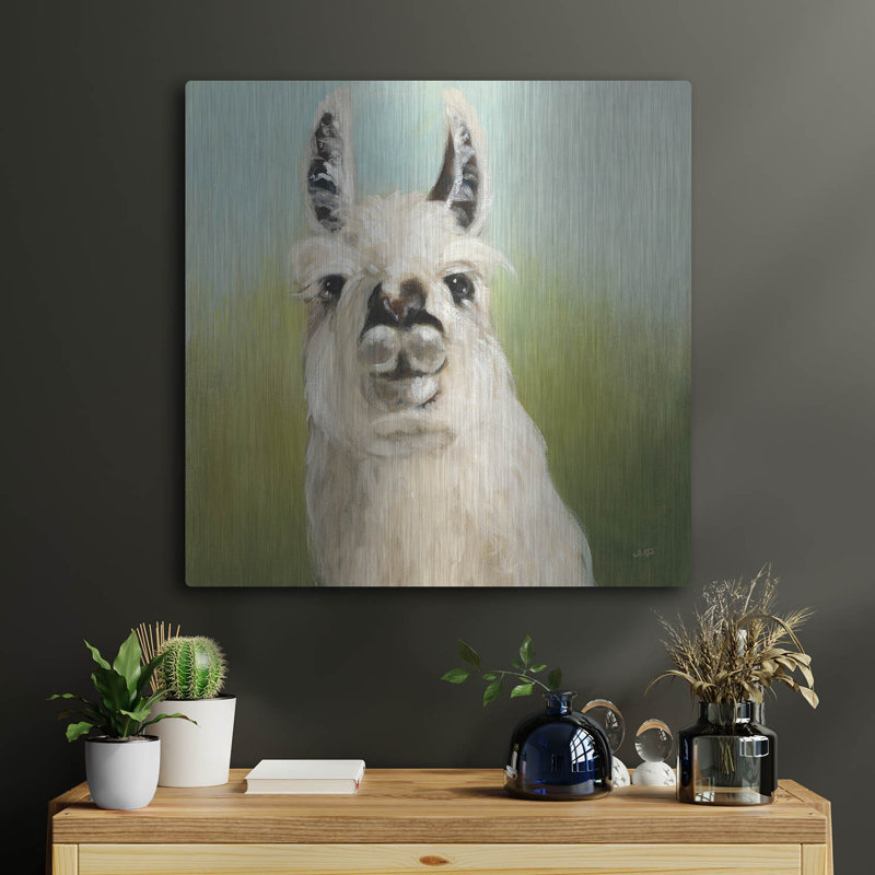 Art mural en métal «Whos Your Llama 1 C» par Julia Purinton, H 24 po x l 24 po