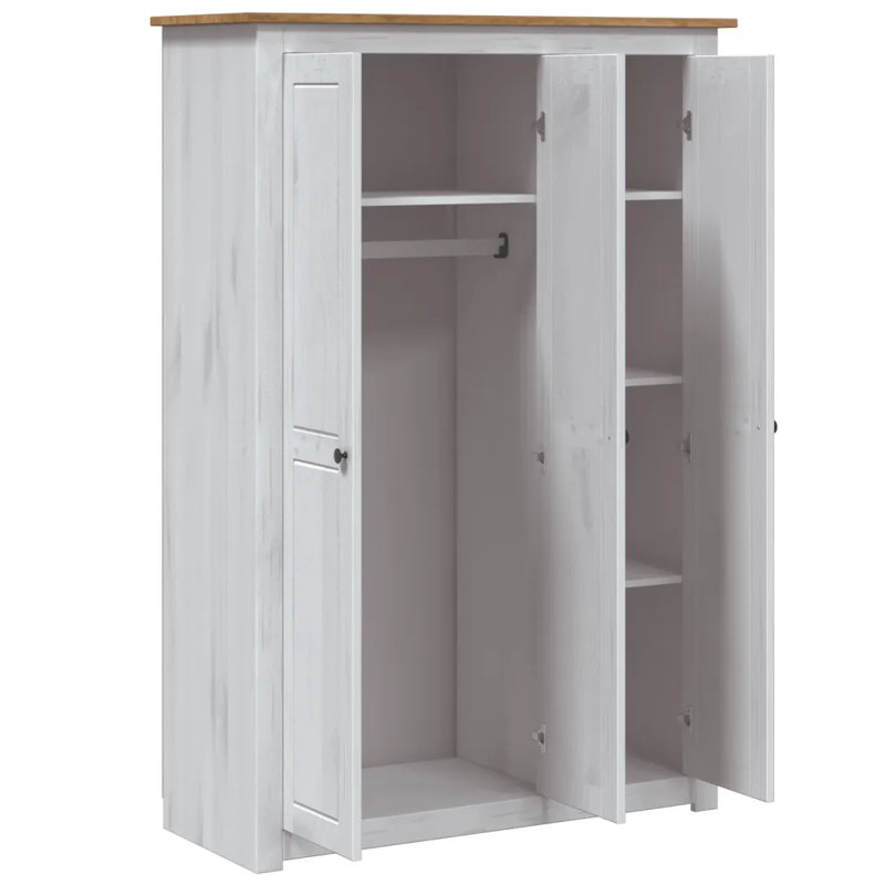 Rocco 3 Door Solid Wood Wardrobe, White