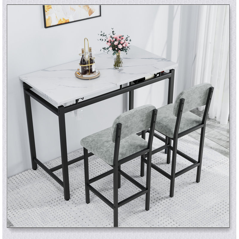 Kitchen Table Set, Dining Table and Chairs for 2, 3 Piece Dining Room Table Set with 2 Upholstered
