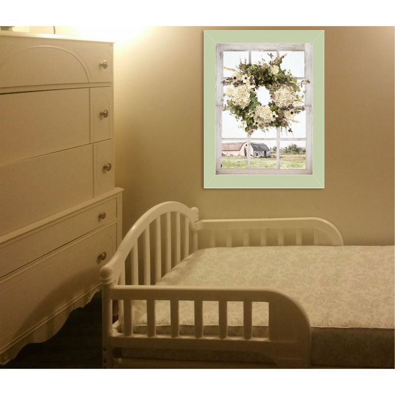 «Pleasant View» par Lori Deiter, reproduction encadrée prête à accrocher, cadre de style fenêtre vert clair