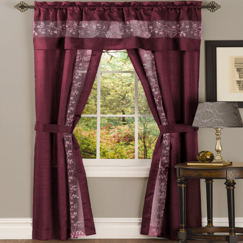 Panneaux de rideaux semi-transparents avec passe-tringle Shipley, Bourgogne, L 55 po x L 63 po