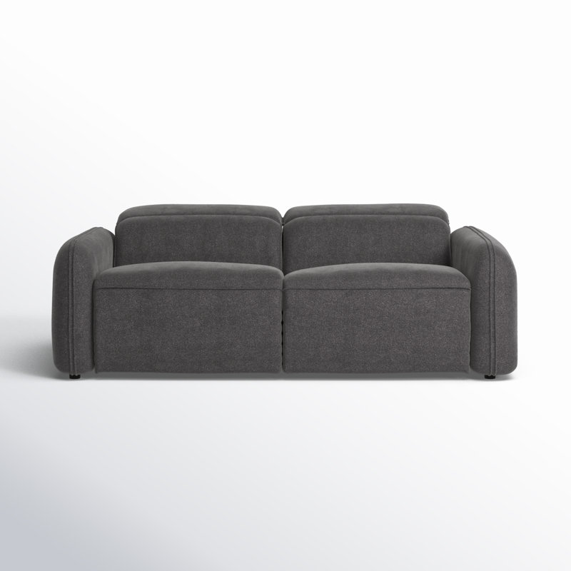 Pompeo 86'' Upholstered Reclining Sofa, Elite Charcoal Gray Boucle