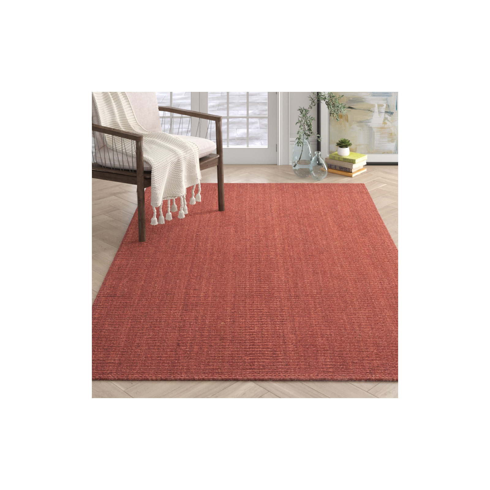 Alda Natural Fiber Hand Woven Jute Solid Color Rug, Rectangle 10' x 14'