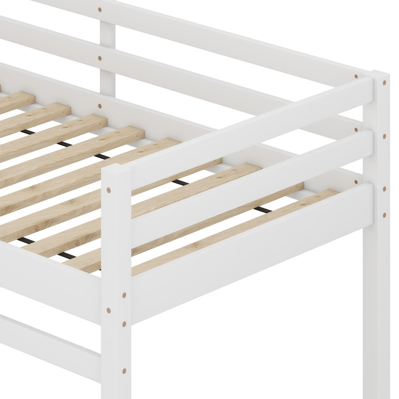 Lit mezzanine en bois avec échelle, Blanc