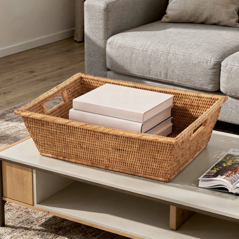 Bayou Breeze - Bureau de bureau polyvalent en rotin La Jolla, cuisine, plateau d'armoire, grand, Brun, 26 oz