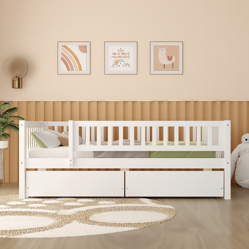 Halimo Kids Twin Daybed with Drawers, White