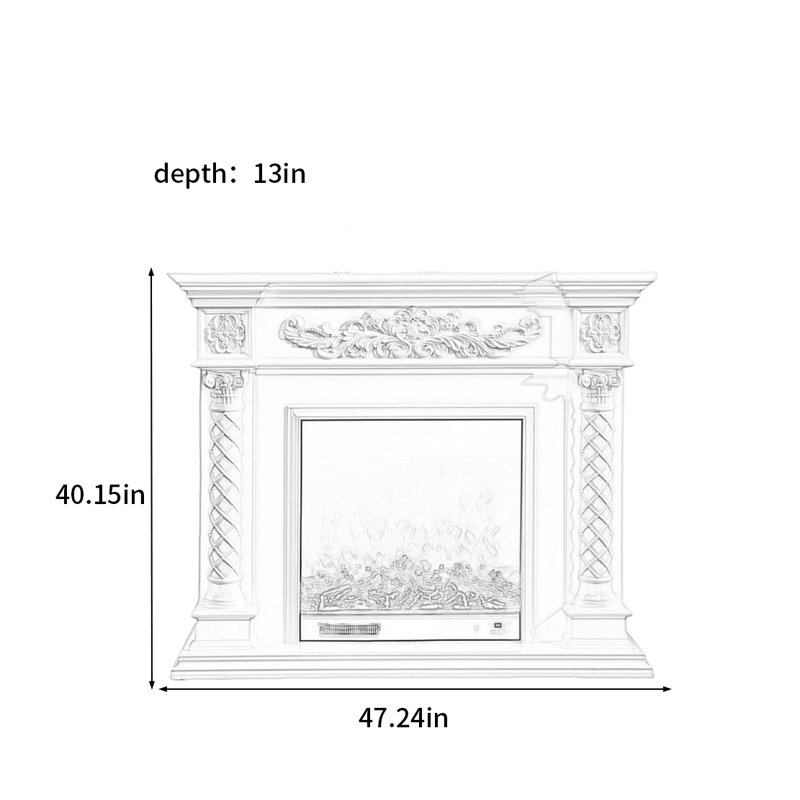 American style fireplace decoration Roman column wangling hone 47.24 " W Electric Fireplace, White