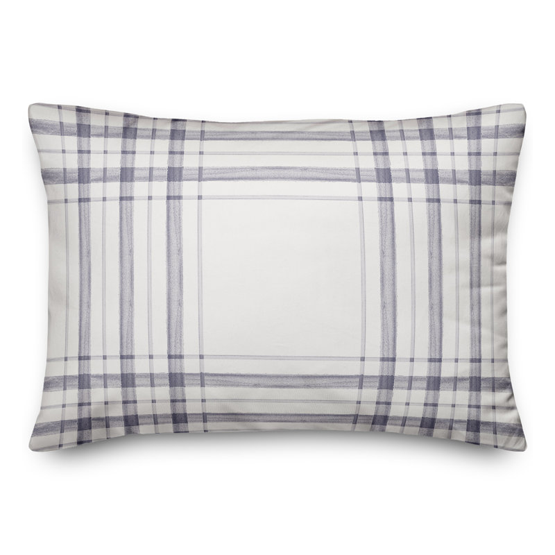 Plaid Outdoor Throw Pillow, Blue