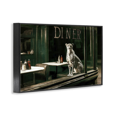 Diner Sentry Leopard Framed Giclee, design by Annabelle Hall