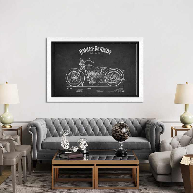 Harley-Davidson by Aged Pixel - Print on Canvas, 152.5 cm H x 101.5 cm W, White Framed
