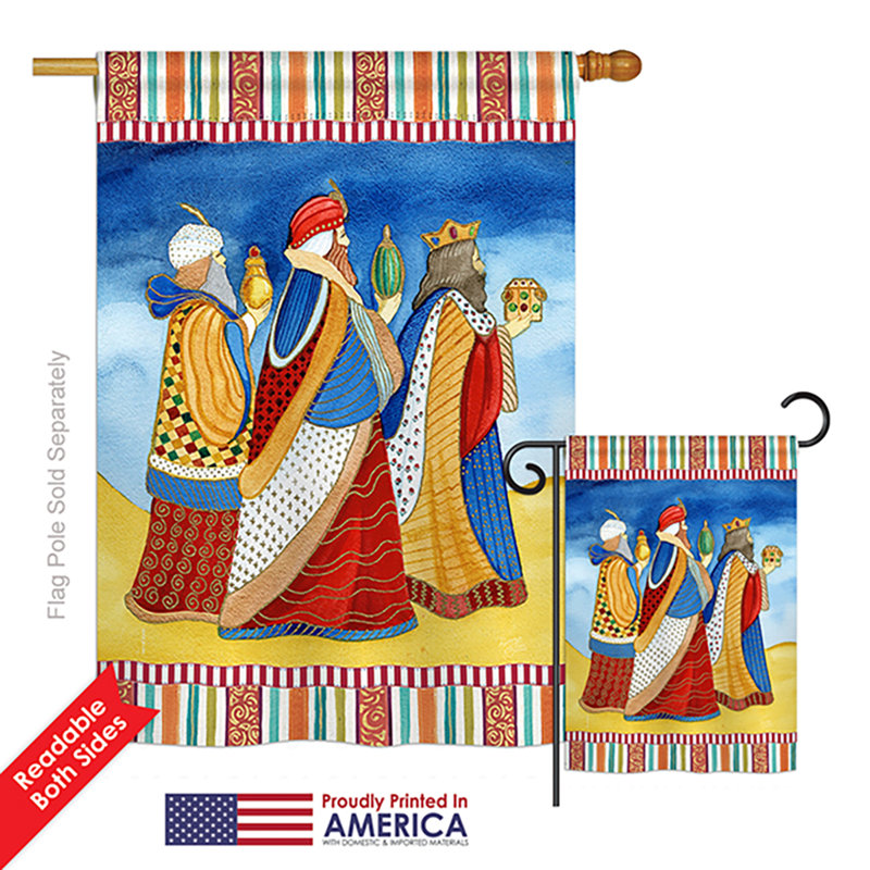 Ensemble de 2 drapeaux en polyester 2 côtés à impressions crèche pour hommes d’hiver
