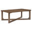 Table basse avec finition brune ton bois, plateau rectangulaire en bois massif et base en X, mobilier de salon moderne