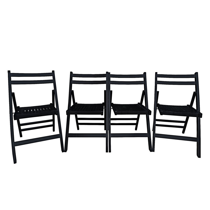 Ensemble de 4 chaises pliantes en bois, Noir