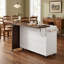 Chariot pour îlot de cuisine en MDF de 102,3 po avec armoire de rangement pour poubelles et support à épices coulissant à 3 niveaux - blanc-129894112