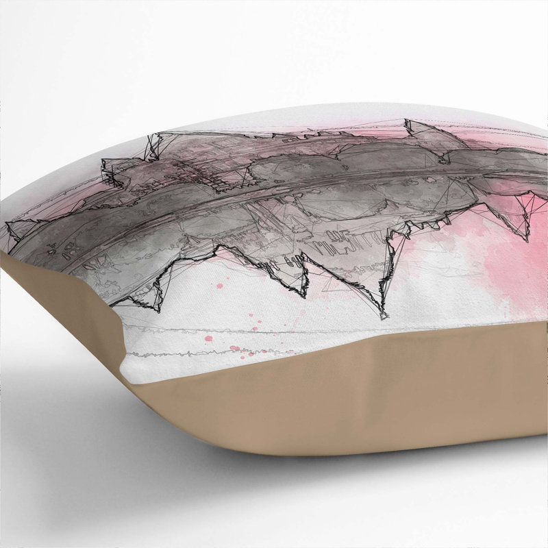 Abstract Square Throw Cushion, 40cm H x 40cm W x 15cm D, Stone