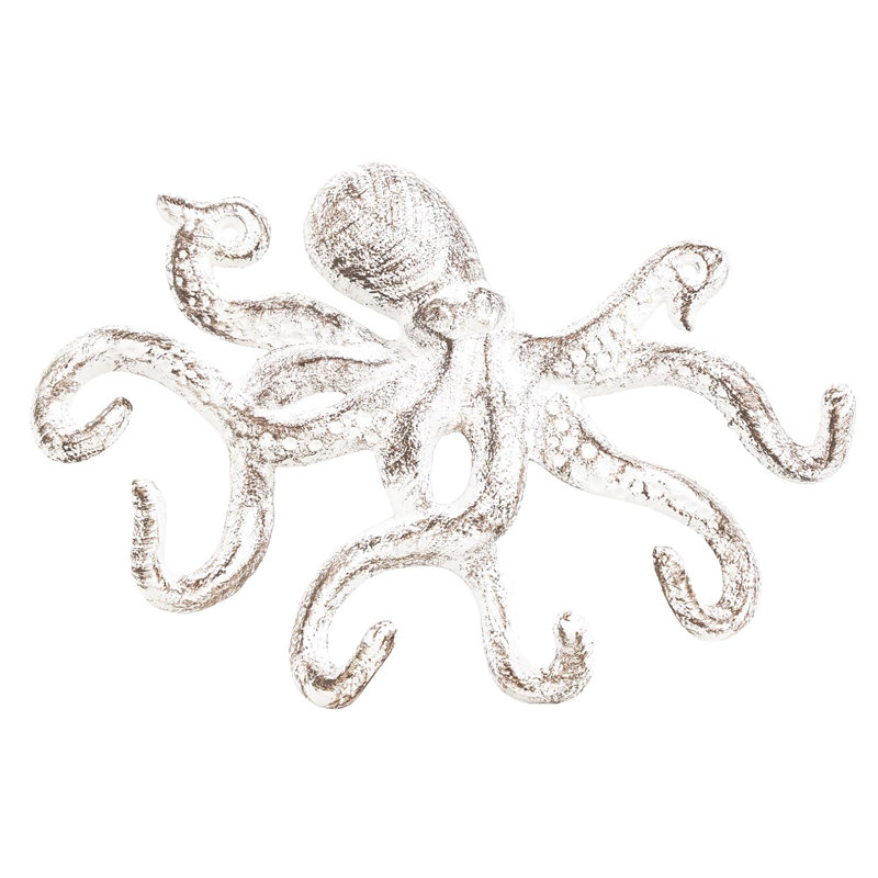 Decorative Cast Iron Octopus Key Holder with 6 Hooks for Wall