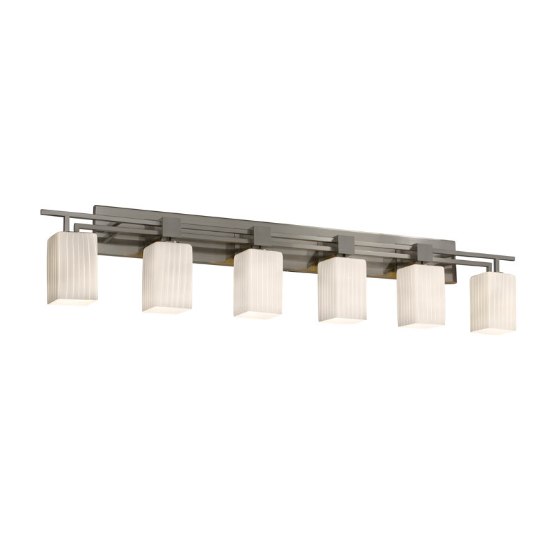 Éclairage pour meuble-lavabo 6 lumières Casson, Nickel brossé, Opale