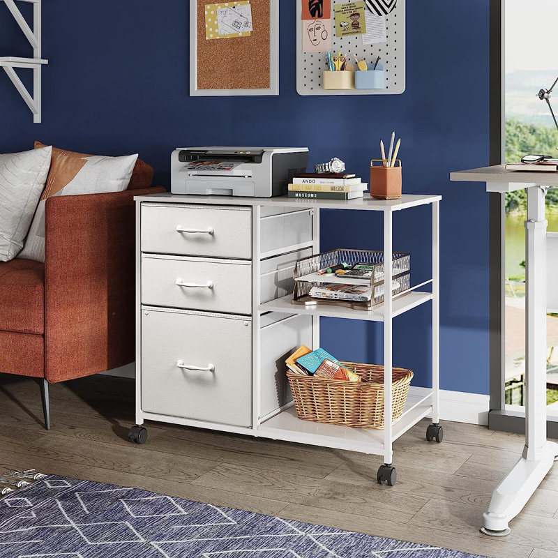 Kaylianna 29.6'' Lateral File Cabinet, Mobile Filing Cabinet With Shelves and Storage Drawers, Home Office Filing Cabinets for A4/Letter/Legal, Printer Cabinet