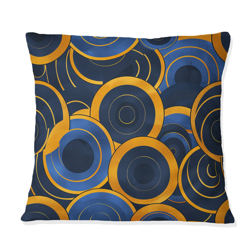 Coussin Retro Blue Orange Midcentury - Midcentury, H 16 po x l 16 po