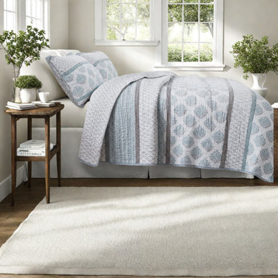 Ensemble de literie en coton Aqua-Pièce, couette réversible pour King et Cal King