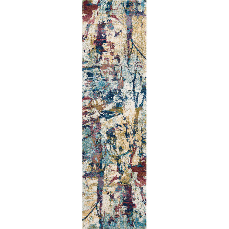 Tapis abstrait beige / bleu Dreya